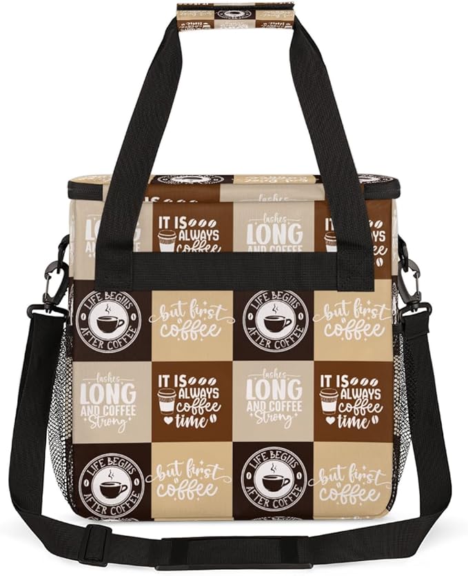cfpolar Coffee Brown Coffee Maker Carrying Bag Coffees Machine Travel Storage Bag Compatible with K-Mini or K-Mini Plus Portable Single Serve Coffees Brewer Case with Pockets for K-Cup Pods