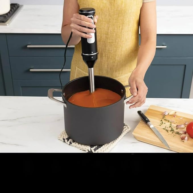 Black Hand Blender and Hand Mixer Combo with Whisk and Beaters Power Mixer System