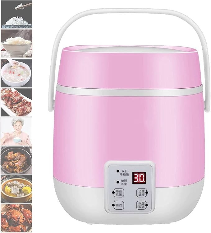 Mini Rice Cooker 1.2L Portable Multifunctional Food Heating Steamer With Double Inner Pot Porridge Steamer 1-2 People#2 (#1) (#1)