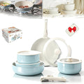 Cookware Set Ceramic Cookware Set Removable Handle 2026 New 11 Piece Nonstick Detachable Handle Cookwares Non Stick Cookwares Sets for Kitchen (Blue11pcs)
