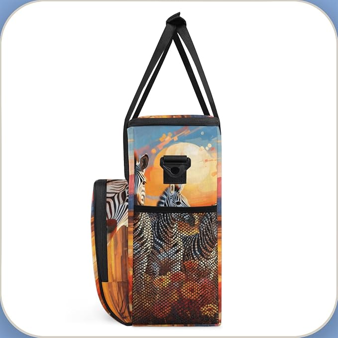 Sunset Zebra Coffee Maker Carrying Bag Chrysanthemum Travel Storage Bag Compatible with K-Mini or K-Mini Plus Single Serve Coffee Brewer Carrying Case with Multiple Pockets &amp Shoulder Strap