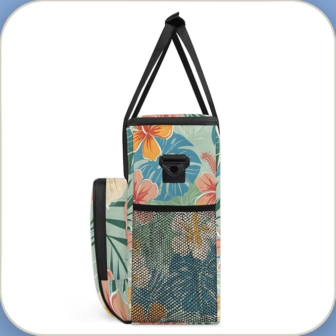 Coffee Maker Carrying Bag Palm Leaf Flower Single Cup Coffee Maker Travel Bag Compatible with Keurig K-Mini or K-Mini Plus Portable Storage Bag with Shoulder StrapAZ-210
