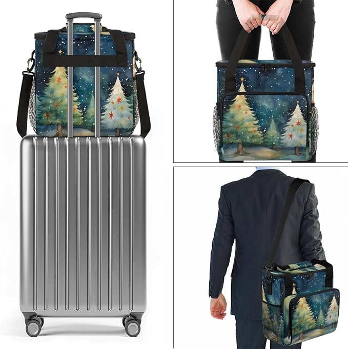 Graffiti Christmas Tree Coffee Maker Carrying Bag Travel Storage Bag Compatible with K-Mini or K-Mini Plus Single Serve Coffee Brewer Carrying Case with Multiple Pockets &amp Shoulder Strap