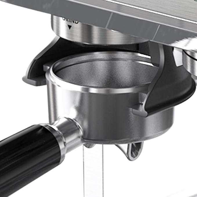 Espresso Machine 15 Bar Coffee Machine with Built-in Grinder Stainless Steel Coffee Maker with Steam/Hot Water Home Coffee Latte Machine with 1 &amp 2 Shot Buttons and Descale Indicator Silver Pl