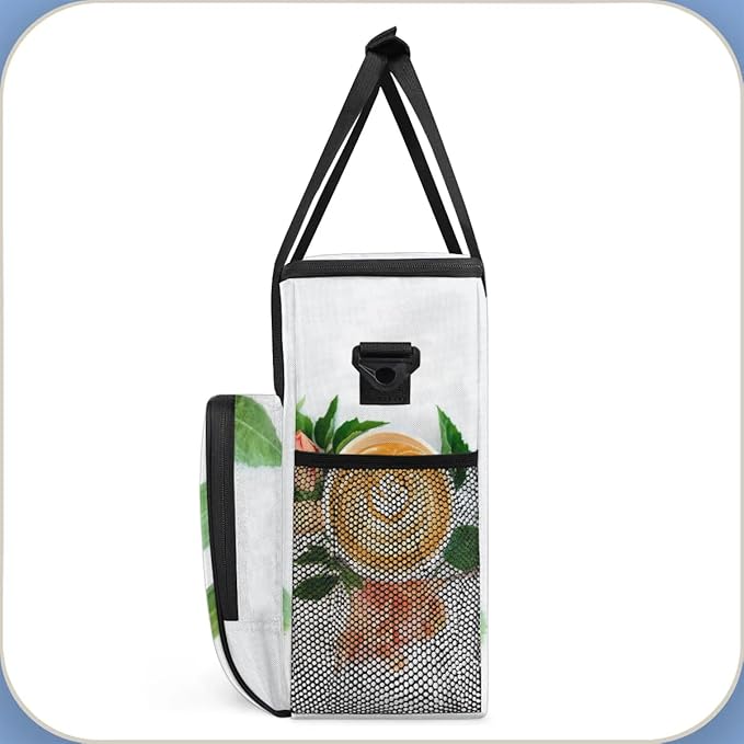 coffee beans cup flower Coffee Maker Carring Bag Travel Carrying Storage Tote Bag Compatible with Keurig K-Mini or K-Mini Plus Portable Single Serve Coffees Brewer Case with Pockets for K-cup Pods