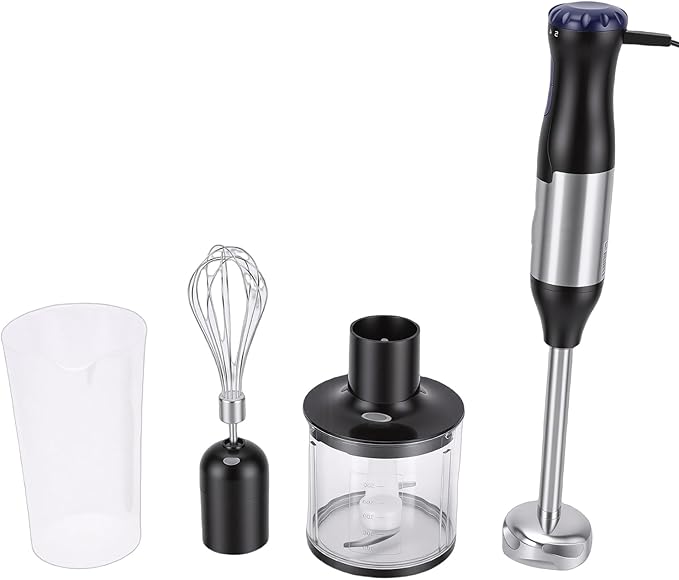 Yinhing Immersion Hand Blender 20 Speeds Stick Blender with Boost Button for Ice Crushing Stainless Steel Food Processor with Egg Whisk and Blending Cup Ideal (US Plug 110V)