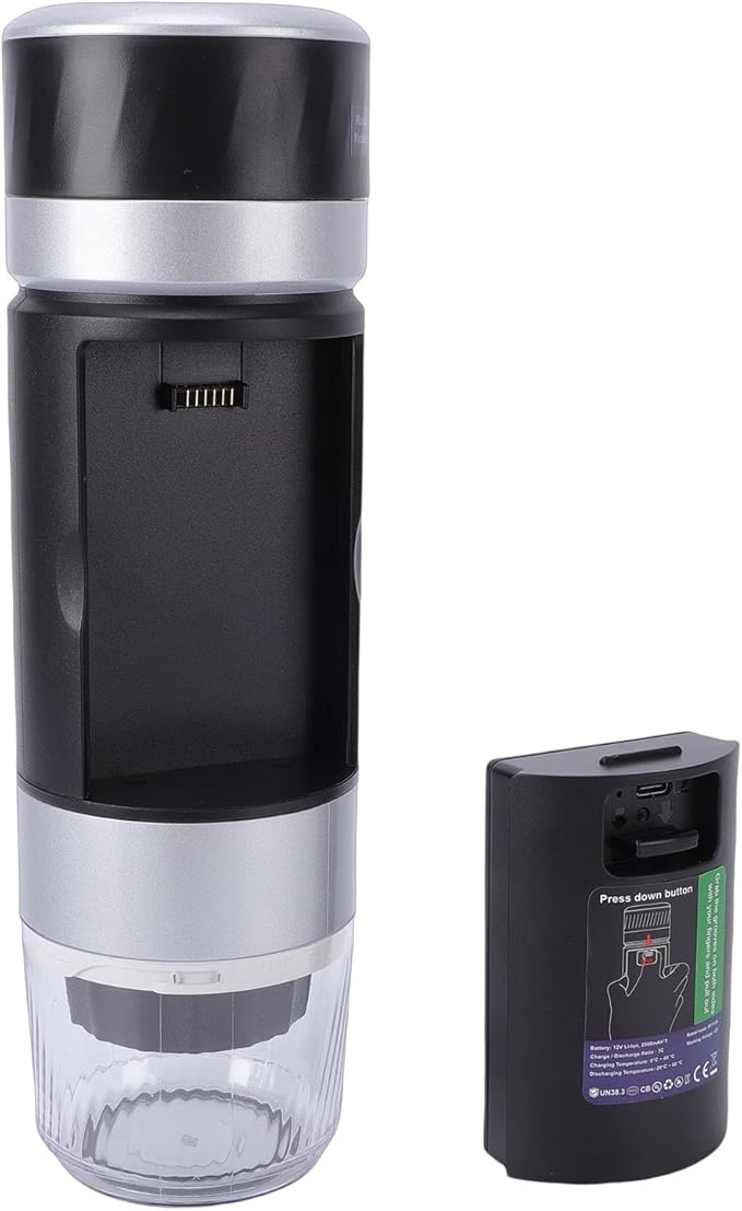 Portable Coffee Machine Handheld USB C Coffee Maker with 2 Rechargeable 7500mAh Batteries for Camping Travel Office Compatible with Ground and Capsules