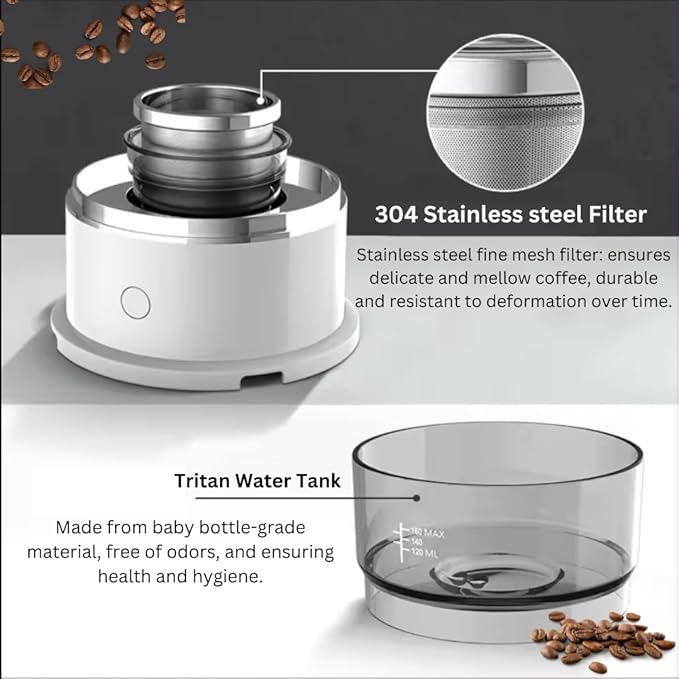 Generic BrewMatic-Smart Automatic Mini Portable Coffee Maker | Single Cup Pour Over Drip Coffee Machine with Filter for Travel Home Office and Kitchen Small