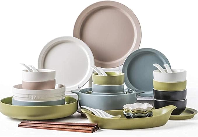 GaRcan Dinner Plate Luxurious Dinner Set for Party or Wgifts Dinnerware Sets Dinner Plates 46 Pieces Dish Sets Includes Bowls/Dessert Plates/Saucers Dishwasher &amp Microwave Safe/Natural (Natural