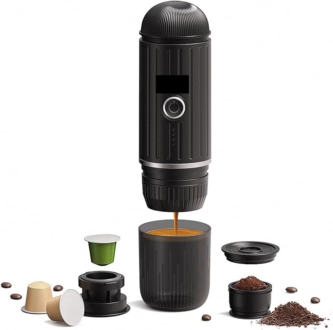 Portable Coffee Machine Mini 2 In 1 Capsule Coffee Machine Portable USB Compatible Capsule And Ground Coffee Adjustablefor Outdoor Travel Picnic(Green)