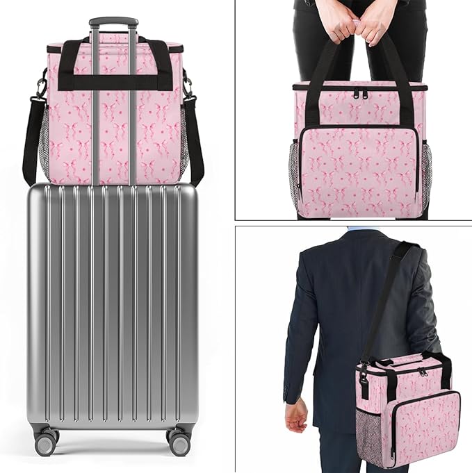 Coffee Maker Carrying Bag With Shoulder Strap Single Coffee Machine Bag Travel Storage Bag for Men Women Bow