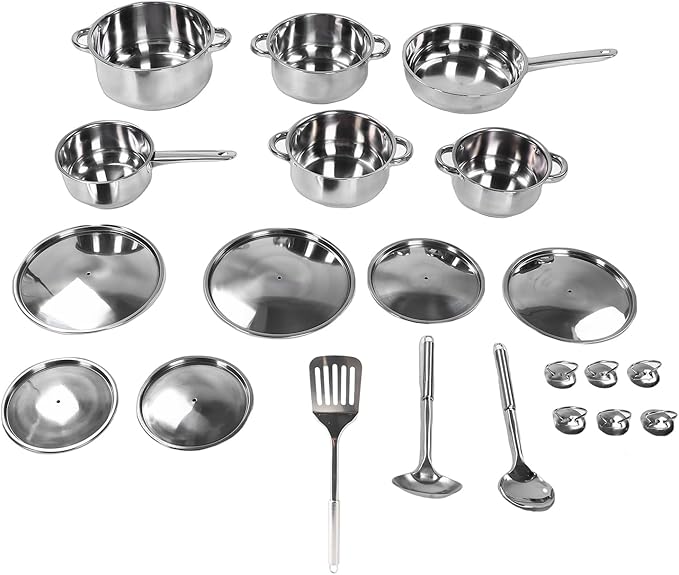 Pssopp Pots &amp Pans Safe Handling Fast Heating Multifunctional Stainless Steel Cookware Set for Home Kitchen Cooking Set Kitchen Utensils