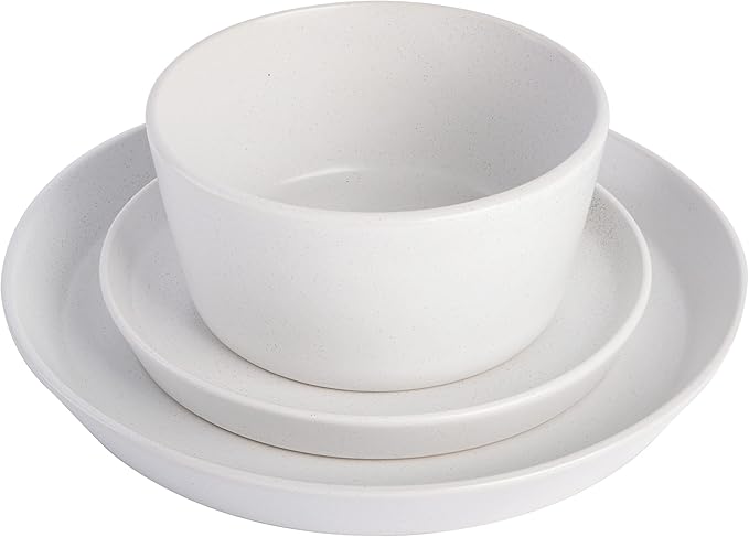Gibson Soho Lounge Sofia Coupe Stoneware Dinnerware Set Service for 4 (12pcs) White w/Speckle