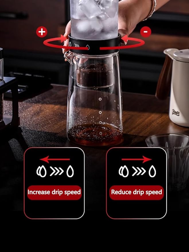 15OZ Cold Brew Coffee Maker Slow Drip Iced Coffee Brewer Glass Adjustable Dripe Flow Control Pour Over Coffee Maker for Household Coffee Bar (white)