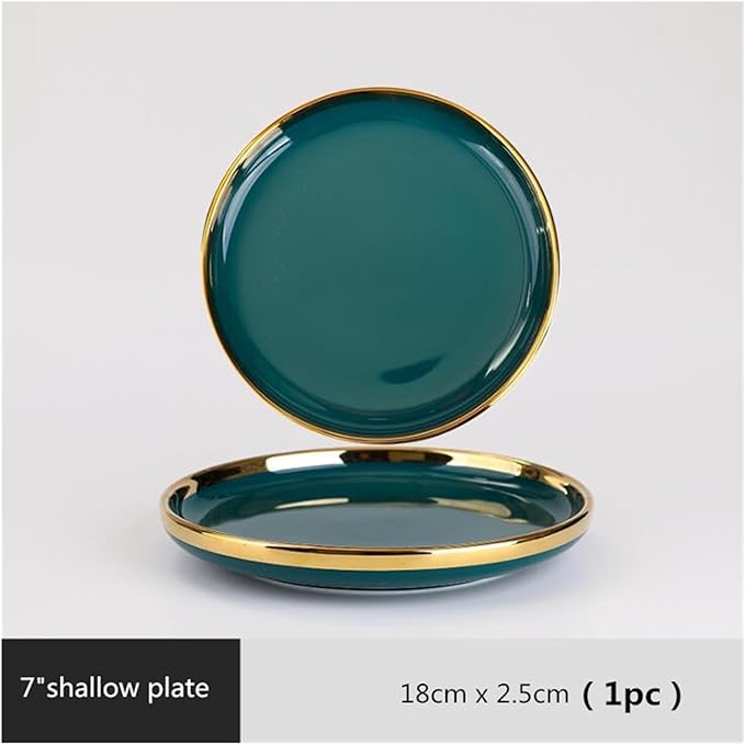 Dinner Sets Green Ceramic Plate Steak Food Plates Bowls Dinner Dish Porcelain Dinnerware Set For Family Hotel7 Inch Plate 1pcs