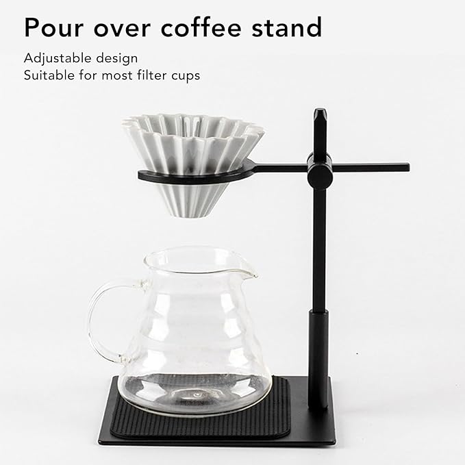 AUNMAS Pour Over Coffee Stand Aluminum Alloy Adjustable Dripper Station for Home Office Brewing Portable with Antislip Base Even Water