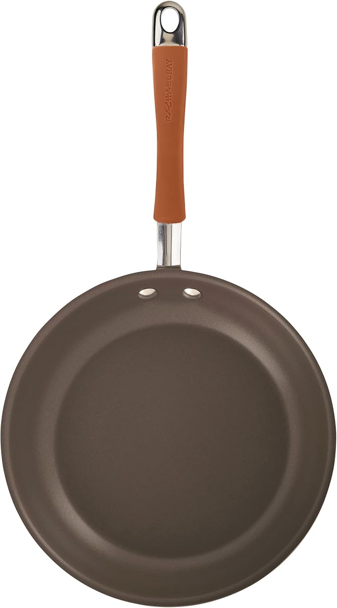 Rachael Ray Cucina Dishwasher Safe Hard Anodized Nonstick Cookware Pots and Pans Set 12 Piece Gray with Orange Handles