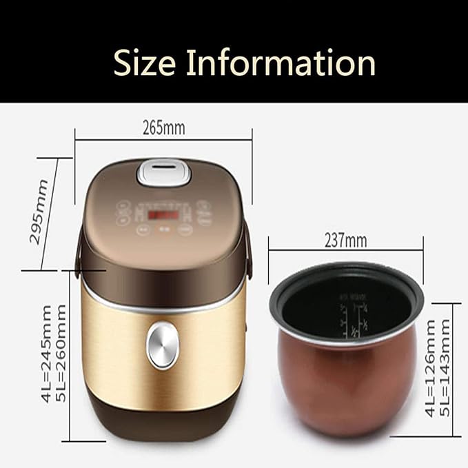 Rice Cooker with Induction Heating and Ceramic Bowl 7Stage Cooking Program 10 Multicooker Functions LED Display (4-5 Litre) 220-240V4L