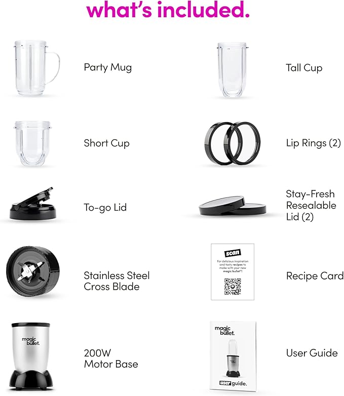 Magic Bullet Blender Small Silver 11 Piece Set