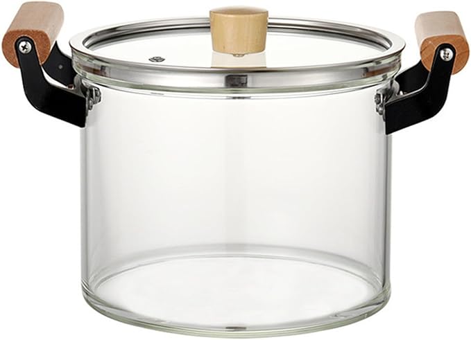 Glass Saucepan with Cover for Cooking Glass Cooking Pot with Lid Glass Handmade Cookware Set Stovetop Pot Simmer Pot for Pasta Noodle Soup Milk Tea Salad5.5l