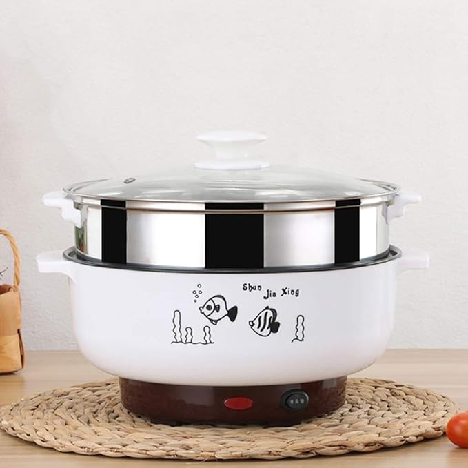 Cooking Pot Non-Stick Anti-Scratch Pan Electric Cooker-Multifunction Electric Cooker Skillet Wok Electric Hot Pot For Cook(M)