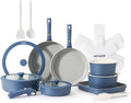 SENSARTE 24 Piece Ceramic Pots and Pans Set Nonstick Detachable Handle Cookware Induction Kitchen Cookware Set with Removable Handle Healthy Non Stick for RV Dishwasher＆Oven Safe PFOA Free (Navy)