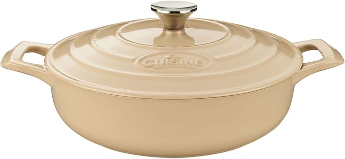 La Cuisine LC 2785 5 Piece Enameled Cast Iron Oval Casserole Cookware Set Cream