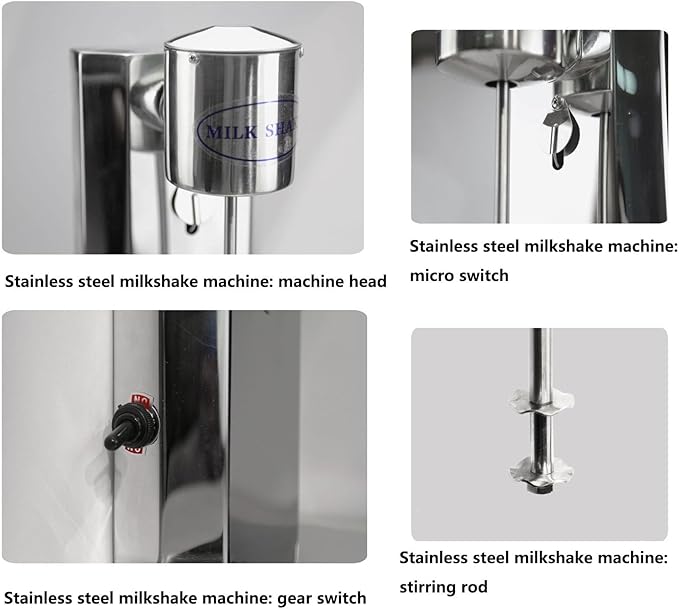 Milkshake Maker Mixer 2 Speeds Electric Milk Shaker Machine Drink Mixer Stainless Steel Milkshake Machine Frappe Mixer Protein Shaker Blender For Smoothie Milk Frother Coffee Foamer Milk Tea Cocktai