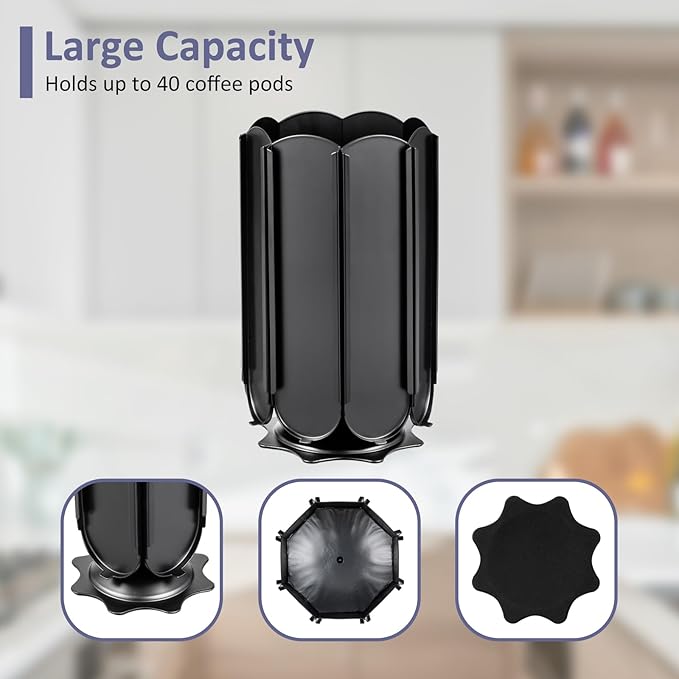 Rice rat Nespresso Pods Holder Capsules with Central Extra Pod Storage (Carousel-40+ Pods)