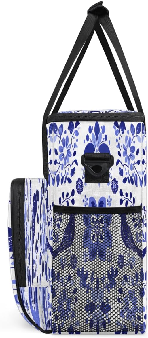 Talavera Mexico Bird Flower Coffee Maker Carring Bag Travel Carrying Storage Tote Bag Compatible with Keurig K-Mini or K-Mini Plus Portable Single Serve Coffee Brewer Case with Pockets for K-cup Pods