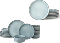 Famiware Dinnerware Set for 4 (12 Piece) and 10 Dinner Plates for 6 - Smoky Blue