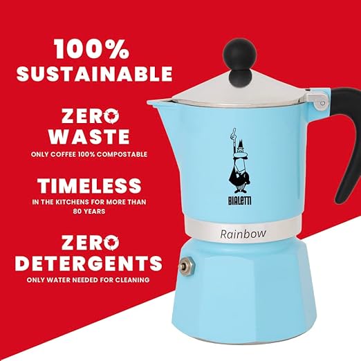 Bialetti 5043 Rainbow Espresso Maker Light Blue
