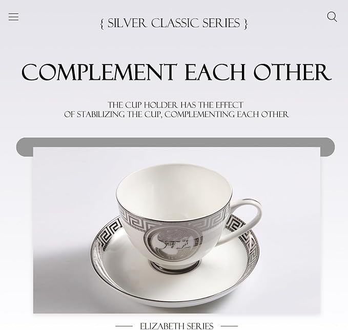 European Style Dinnerware Set Service for 2 Bone China Dinnerware Sets Unbreakable Porcelain Dinner Sets Coffee Cup and Saucer Tableware Set Steak Dinner Plates Dish Set (8Pcs)