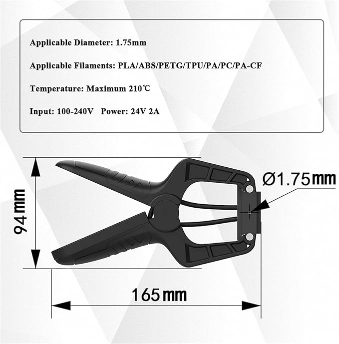 for WISEPRO 3D Printer Filament Connector Welder Splicer 1.75MM Filament Welding Joiner for PLA/ABS/PETG/PA/PC Material(US Plug)
