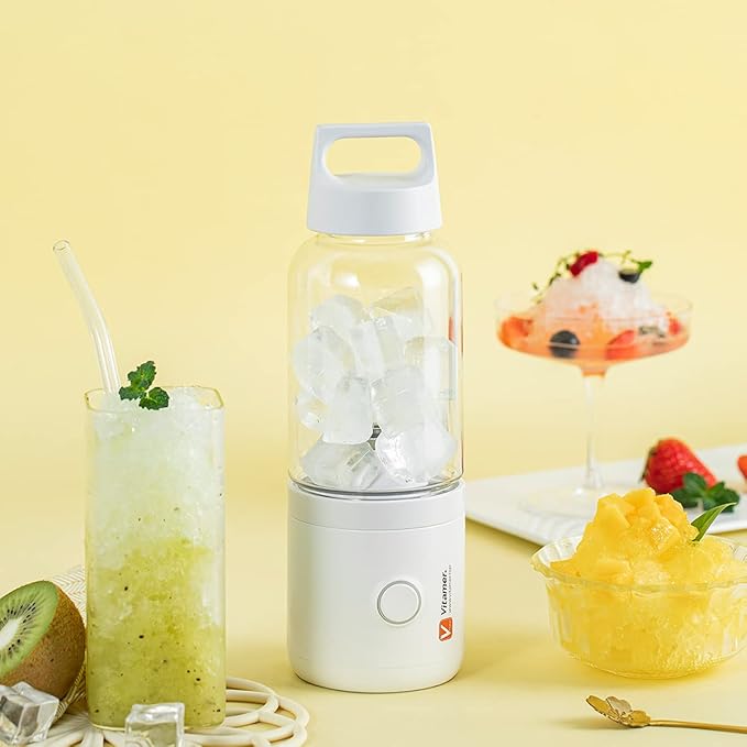VITAMER Lepaletiux 4000mAh Ice and Juice Blender Food Grade Material Refillable Blenders Mixing Bottle (White)