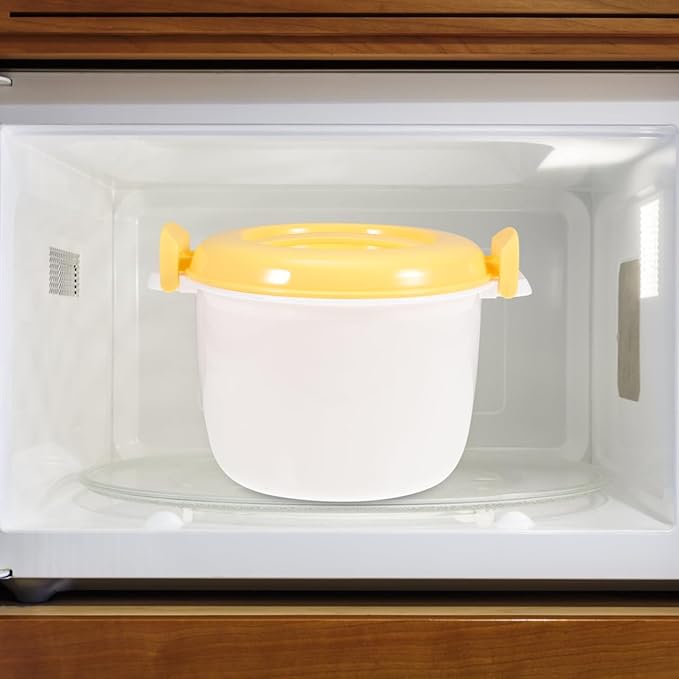 Unomor Microwave Rice Cooker 7.1 Inch Portable Plastic Rice Container with Lid for Steaming Pasta Veggies and More Ideal for Home Office Travel