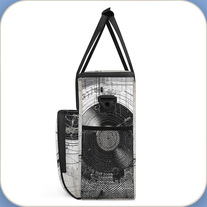 Black And White Records Coffee Maker Carrying Bag CD Travel Storage Bag Compatible with K-Mini or K-Mini Plus Single Serve Coffee Brewer Carrying Case with Multiple Pockets &amp Shoulder Strap