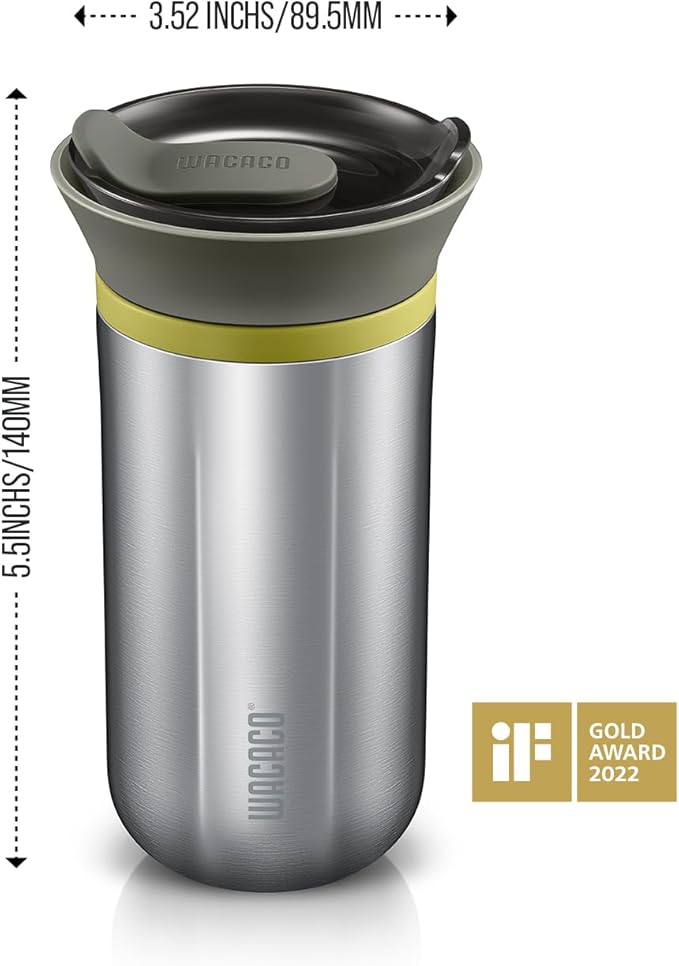 WACACO Cuppamoka Coffee Pot Portable Drip Coffee Maker Pour Over Coffee Machine with 10 Cone Paper Filters Manually Operated Stainless Steel Coffee Brewer 10 fl oz
