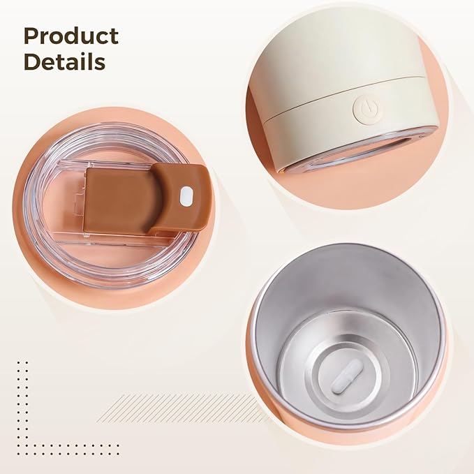 Self-Stirring Mug 400Ml Rechargeable Stirring Cup With Detachable Base 304 Stainless Steel Type-C Charging Coffee And White