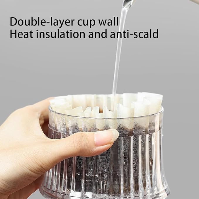 Pour Over Coffee Maker Slow Drip Style Brewer Cup Three Extraction Modes with 50 Pcs Paper Filter Glass Carafe for Home Café Restaurant Camping