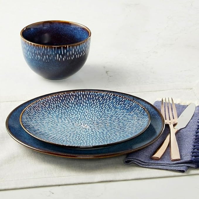 16-Piece Bowl Dinnerware Set Vintage Ceramic Stoneware Tableware Set with Dinner