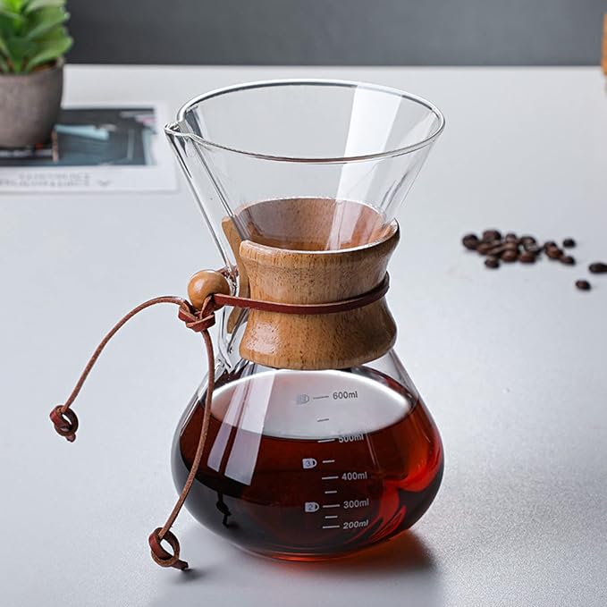 Glass Coffee Carafe Mini Coffee Maker Coffee Brewer 800ml Double Layer Filter Glass Coffee Pot for Cafe