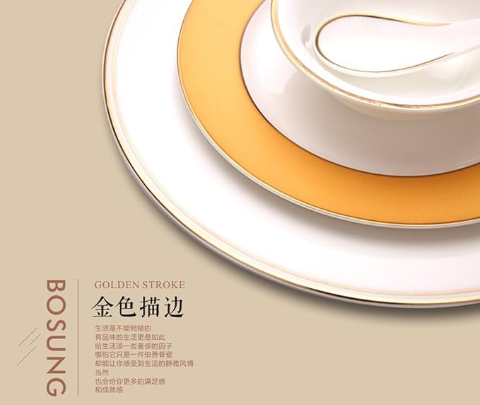 8-piece porcelain dinnerware set for 2 dinnerware sets bone china dinnerware set family gathering hotel banquet for hotel banquets weddings home use wedding Gift for momWide edged gold painting