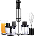Immersion Hand Blender 6-in-1 Stick Blender Set with an Electric Stainless Steel Mixer an Egg Whisk Food Chopper and Beaker Container Great for Making Vegetable Meat Smoothies Sauces and