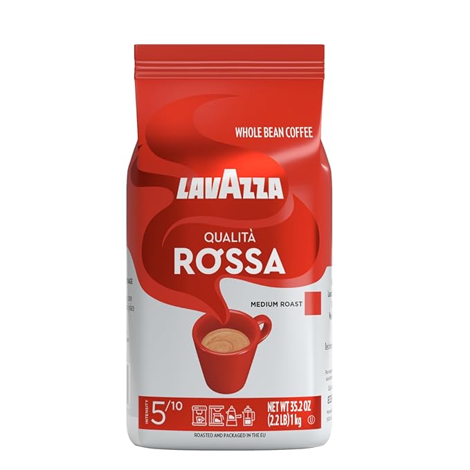 Lavazza Qualità Rossa Whole Bean Coffee Medium Roast Arabica and Robusta Blend 2.2 lb Bag (Pack of 1)