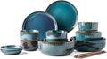 Nordic Style Starry Sky Series Dinnerware Sets Plate and Bowl Sets Kitchen Creativity Ceramic Dish Set Service for 6/8 Person Dinner Plates Salad/Pasta Bowl Microwave Dishwa