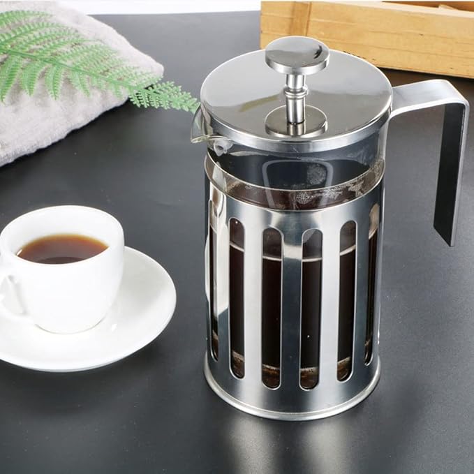 French Press Coffee Maker 304 Stainless Steel Coffee Press 4 Level Filtration System Heat Resistant Thickened Borosilicate Glass Easy Clean BPA Free