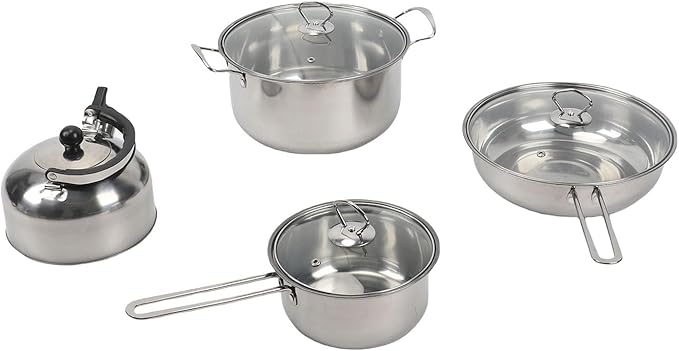 MAVIS LAVEN Stainless Steel Cookware Set Stainless Steel Pot Pan Set with Glass Lids for Gas Induction Cookers Pots Pans Cooking Kit (14Pcs)