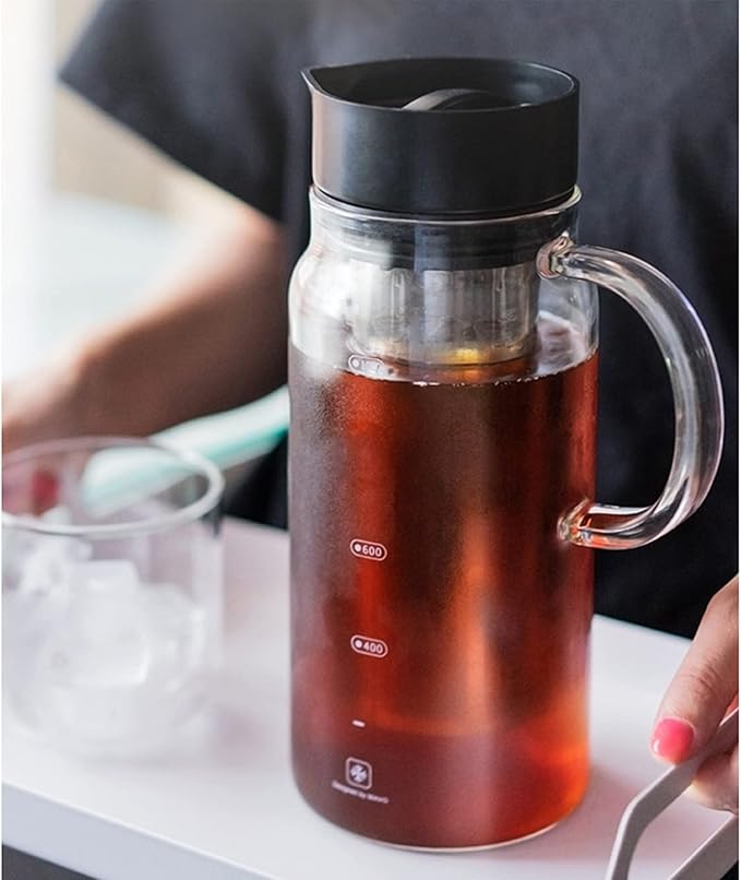 Coffee Pot Iced Coffee Maker Kettle with Stainless Steel Filter Tea Pitcher Ice Hot and Cool Espresso Ice Drip Coffee Office Cold Kettle 1200ml