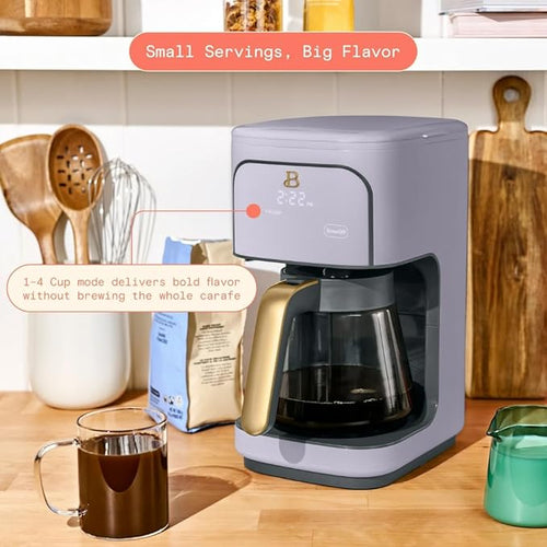 12 Cup Programmable Coffee Maker 24 Hour Auto Brew Touch Display Bold Strength Control Glass Carafe Reusable Filter Auto Shut Off (Lavender)